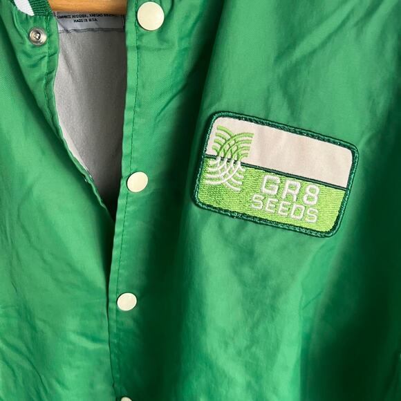 Vintage Gr8 Seeds Green Satin Jacket Size Medium 22x26 - Picture 4 of 5